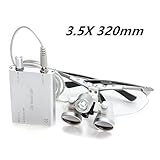 Zorvo Dentist Dental Surgical Medical Binocular Loupes 3.5X 320mm Optical Glass Loupe +Dental LED Head Light Lamp (silver)