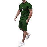 congluoki Men's Shirt and Shorts Set 2 Piece Outfits Fashion Summer Tracksuits Casual Sportwear Set