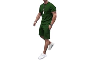 congluoki Men's Shirt and Shorts Set 2 Piece Outfits Fashion Summer Tracksuits Casual Sportwear Set