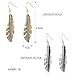Antique Gold Silver Autumn Leaves Feather Drop Earring (D)