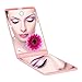 Bukm Magnifying Makeup Mirror Ultra-thin Led Lighted Compact Travel Makeup Mirror, Portable Folding Cosmetic Mirror 8 Bright LED Lights Adjustable Brightness Magnification Vanity Mirrors (Pink)
