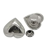 Housweety 30 Sets Silver Tone Love Heart Spike Rivet Studs Spots 16x15mm 7mm