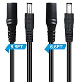 SIOCEN 5.5mm x 2.1mm Extension Cord,DC 12v Power Supply Adapter for CCTV Security Camera Surveillance Indoor Wireless IP Camera Dvr Standalone LED Strip,Car,Male to Female Plug Cable 6.6ft 2 Packs
