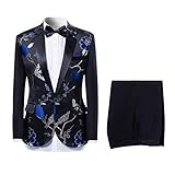 Mens 2-Piece Suits One Button Floral Blazer Dinner