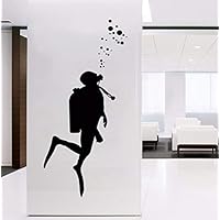 Qzheng Fire Scuba Diver Wall Art Decal Office Decoration, Fire Extinguisher Vinyl Wall Sticker Office Mural Art Wall Decoration 103 X 42Cm