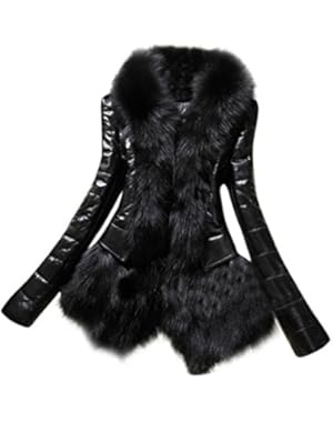Autumn Winter Fashion Women Faux Fur Collar Coat Parka Overcoat Warm Leather Thick Jacket