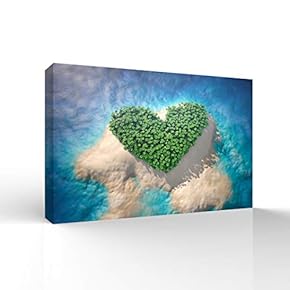 for Living Room Bedroom Home Artwork Paintings Heart Shaped Island