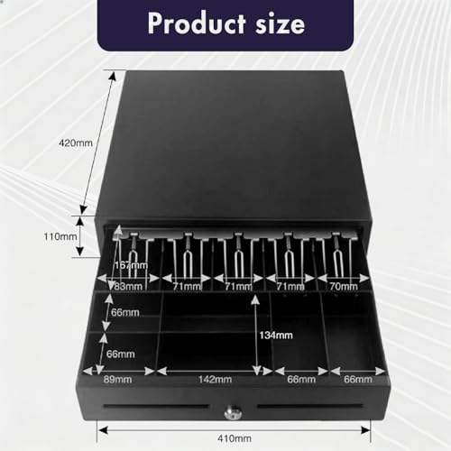 DMG Professional Cash Register with 7 Bill & 4 Coin Compartments - 3-Position Lock System, SPCC Steel & High-Strength Plastic, Removable Coin Trays & RJ11 Port for Receipt Printer
