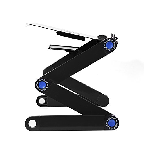 Laptop Stand for Bed and Sofa, Cozy Portable Lap Desk Adjustable Laptop Table Stand Up/Sitting with Dual CPU Cooling Fans and Mouse Pad (Black) - Thumbnail 3