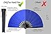 OMyTea Bamboo Large Rave Folding Hand Fan for Men/Women - Chinese Japanese Kung Fu Tai Chi Handheld Fan with Fabric Case - for Performance, Decorations, Dancing, Festival, Gift (Blue)
