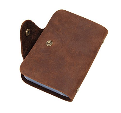 Vintage Leather Credit Card Holder Wallet,UBaymax 26 Slots Crazy Horse Leather Cards Book Case Brown