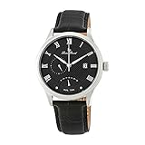 Lucien Piccard  Men's 'Volos' Quartz Stainless Steel and Black Leather Casual Watch (Model: LP-10339-01)