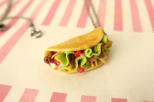 Bean Taco Necklace - Food jewelry, kawaii necklace, food necklace, miniature food