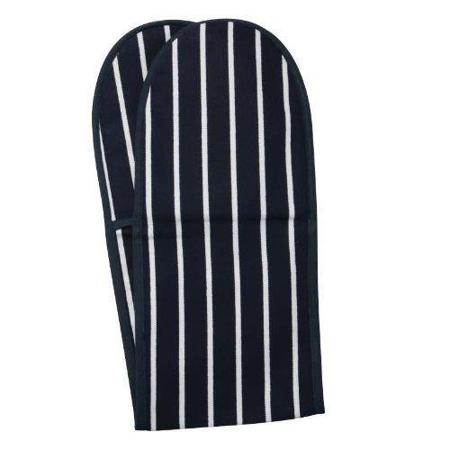 Butchers Stripe Double Oven Gloves, Navy