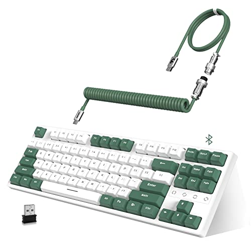 ATTACK SHARK K87 Gaming Keyboard Wireless TKL Mechanical Keyboard,2.4G/BT 5.0/Wired Coiled Keyboard Cable,Hot Swappable Tactile Switch,Chroma RGB,3000 mAh Rechargeable Battery for Windows Mac
