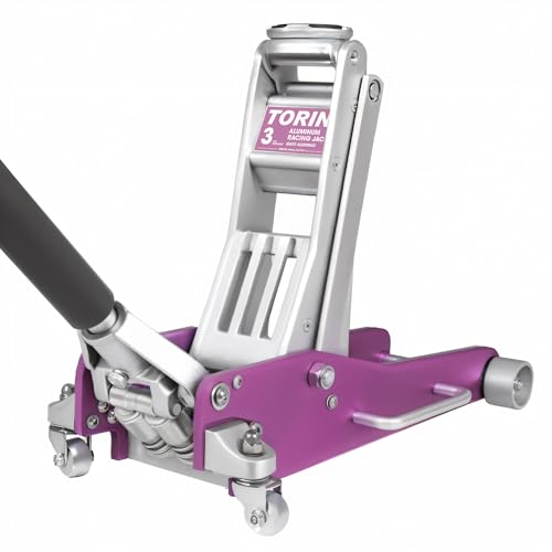 Torin AT830003XLP-1 Aluminum Floor Jack with Dual Piston Quick Lift: Floor Jack with Quick Lift Pump, 3 Ton (6,000 lb) Capacity, Pink