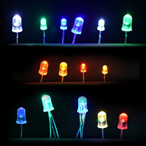Longruner 5 Colors 3mm/5mm Assorted Clear LED Kit Light Emitting Diodes Diffused and Clear Assorted with UV, RGB CA, Fast Flashing for Arduino (Pack of 350) LP16 - Thumbnail 6