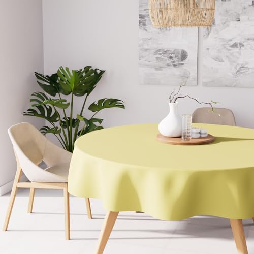 Soleil d'ocre Tovaglia Antimacchia, Verde Limone, Diametro 180 cm