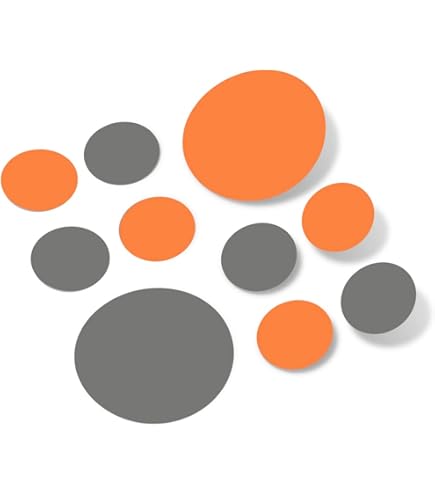 Orange & Navy Blue Vinyl Wall Stickers - 60 Polka Dot Circle Decals (2" & 4" Sizes)