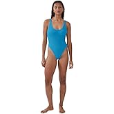 COTTON ON Women's Low-Back One-Piece Swimsuit (Bonnie Blue Crinkle, X-Large)