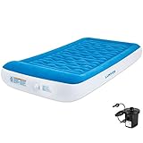 Lunvon Self Inflatable Pad Camping Air Mattress Twin Size Blow Up Bed with Built-in Pillow Anti-LeakageRaised Airbed with Rechargeable Pump for Home, Guest, Camping, Height 10