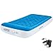 Lunvon Self Inflatable Pad Camping Air Mattress Twin Size Blow Up Bed with Built-in Pillow Anti-LeakageRaised Airbed with Rechargeable Pump for Home, Guest, Camping, Height 10