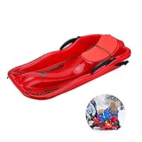 yunshuoa Sled, Plastic Outdoor Snowmobile Snowboard with Brakes and Cushions for Children Skiing Sand-Sanding Game