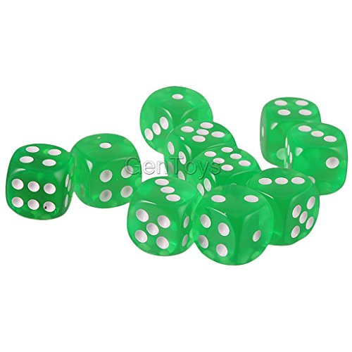 10pcs Grass Green D6 Dice Cubes for D&D Party Bar Poker Liar's Dice Games