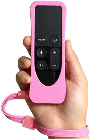 USBelieve Novel Protective Case with Wrist Strap/Remote Loop for Apple TV 4th Generation Siri Remote (Pink)