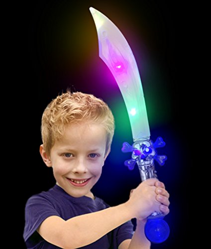 Fun Central AJ452, 1 Pc, 24 Inches LED Light Up Skull Crystal Pirate Sword, Short Pirate Sword, LED Light Up Sword, Light Up Pirate Sword - Thumbnail 2