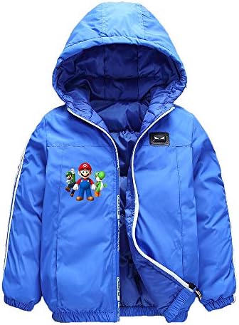 Haililais Super Mario Hooded Keep Warm Wadded Jacket for Boy and Girl Trench Coat for Kids and Teenagers