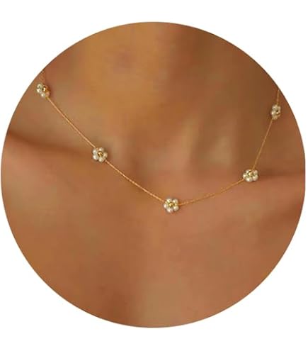 Amazon.com: kk goldjewelry Daisy Necklace, 14K Real Gold Daisy