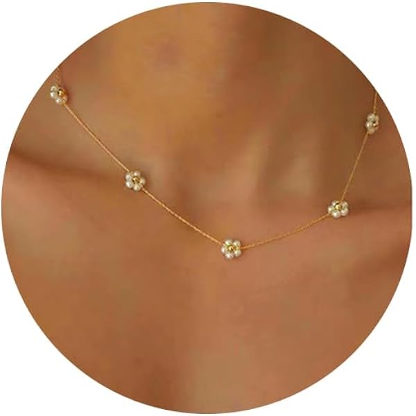 Pippa Pearl Choker Necklace For Women - 14K Gold Plated, Adjustable Dainty Chain With CZ Charm, Perfect Wedding & Everyday Jewelry