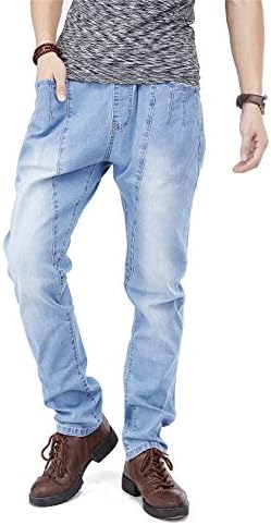MIEIER Men's Drop Crotch Jogger Denim Pants Jeans