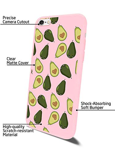 Avocado Phone Case for iPhone 7/iPhone 8, MAYCARI Soft Full Protective Slim Pink Rubber Drop Protection for Girls Women
