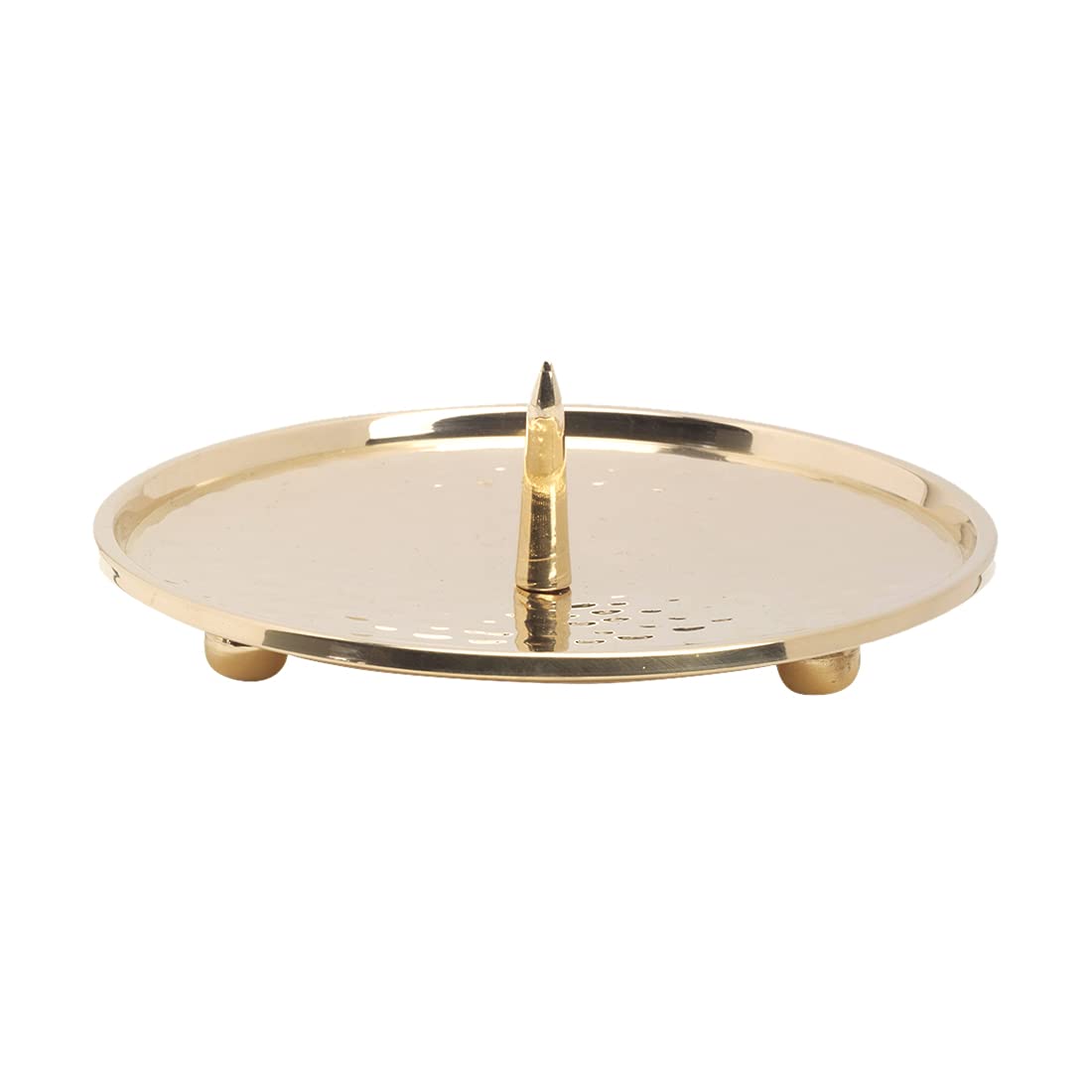 NKlaus Candle Plate Ø12cm with Spike Rim & Feet Brass gold Candle Holder Pillar Candle 10557