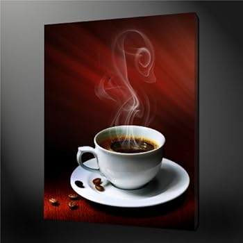 Canvas Print Wall Art Painting For Home Decor A Cup Of Hot Coffee With Coffee Bean And Magic Smoke Paintings Modern Giclee Stretched And Framed Artwork The Picture For Living Room Decoration Abstract Pictures Photo Prints On Canvas