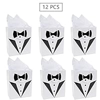 Elegantday The Bridesmaid Wedding Paper Gift Hand Bag Bridal Shower Bachelorette Party Hen Party Wedding Party Gifts Accessories 12PCS (White2)