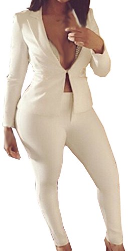 Womens Deep V Neck Long Sleeve Sexy Blazer Lady 2