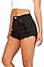 Vibrant Women's Juniors Black Denim High Waist Cutoff Shorts, Small, Black