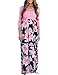 SUNNOE Women's Floral Printed 3/4 Sleeve Scoop Neck High Waist Party Maxi Long Dress Vacation Dress Floor Length