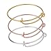 BENECREAT 15PCS/Set Adjustable Wire Blank Bracelet Expandable Bangle for DIY Jewelry Making, 2.5 Inch - Silver & Golden & Rose Gold
