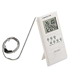 CREABOX Cooking Food Meat Thermometer For Smoker Oven Kitchen BBQ Grill Thermometer Clock Timer With Stainless Steel Temperature Probe
