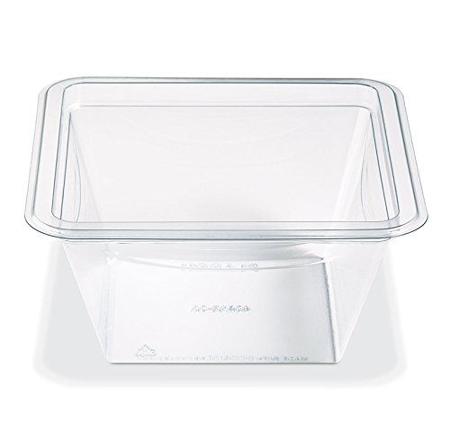 PLACON Fresh'n Clear GOCUBES Set: 24 oz Clear Plastic Container with 3-Compartment Clear Insert Tray and Clear Lid, (50 SETS), PET Material