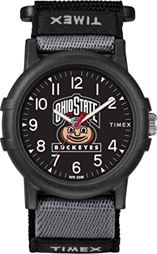 Timex Unisex Collegiate Recruit 38mm Watch – Ohio State Buckeyes with Black Fab…
