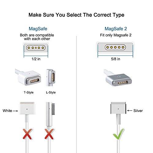 ElementDigital Lovely Cable 60W & 85W AC Power Adapter DC Repair Cord L Connector for Apple MacBook Pro (MagSafe 2“T”)