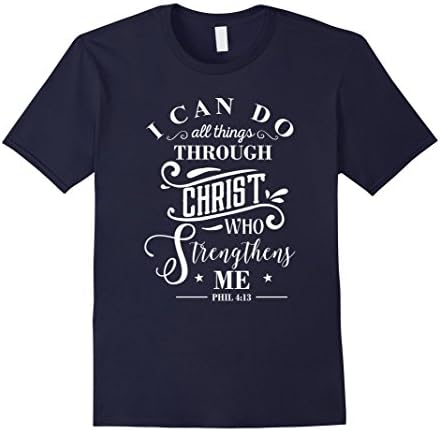 Men's I Can Do All Things Philippians 4:13 T-Shirt Bible Verse Tee 2XL Navy