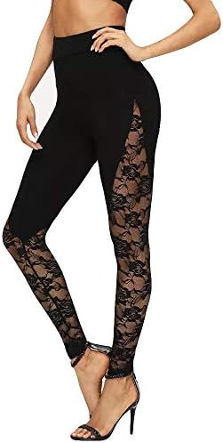 LuluZanm Sport Pants Womens Sexy Leggings Lace Trousers Yoga Patchwork Large Size Mesh Elastic Sweatpants Leggings