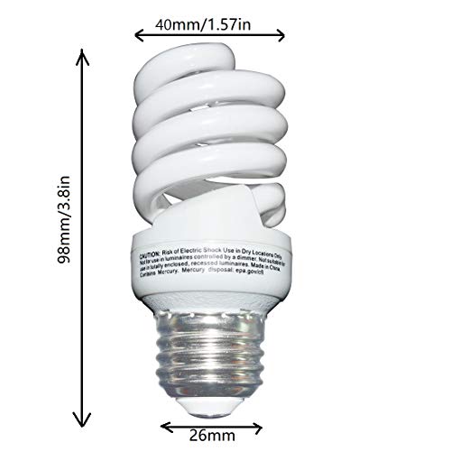 13 Watt Compact Fluorescent Light(60 Watt Equivalent) Soft White 2700K,Spiral Medium Base CFL Light Bulbs (6 Pack)
