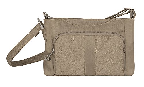 Travelon Anti-Theft Signature E/W Slim Shoulder Bag, Champagne, One Size